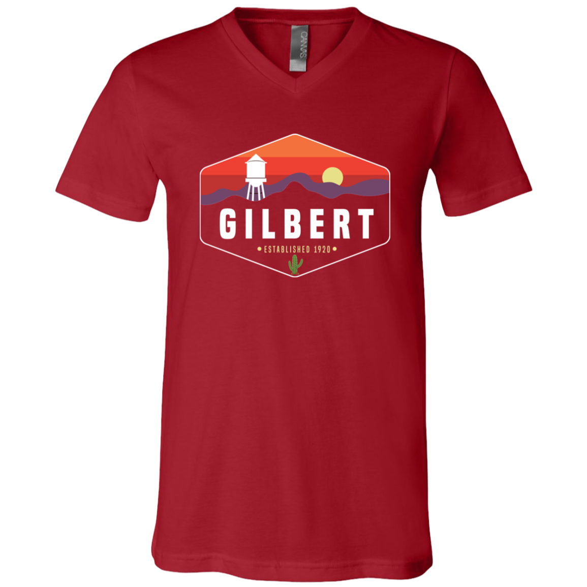 Unisex V-Neck Shirt | Gilbert Sunset | Red