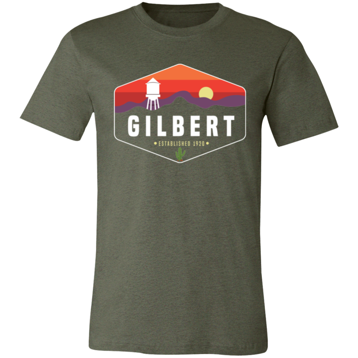 Unisex Crew Neck Shirt | Gilbert Sunset | Military Green