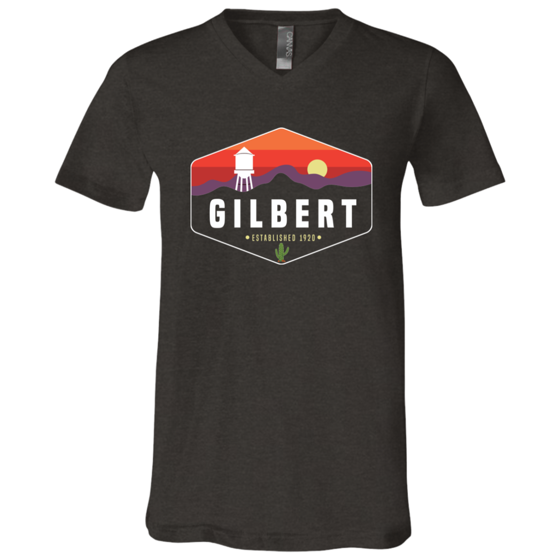 Unisex V-Neck Shirt | Gilbert Sunset | Dark Grey Heather