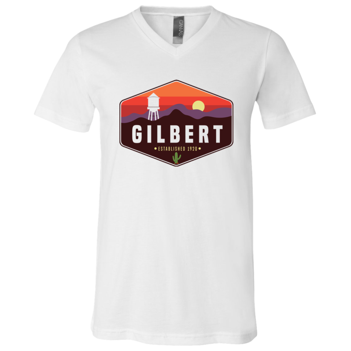 Unisex V-Neck Shirt | Gilbert Sunset | White