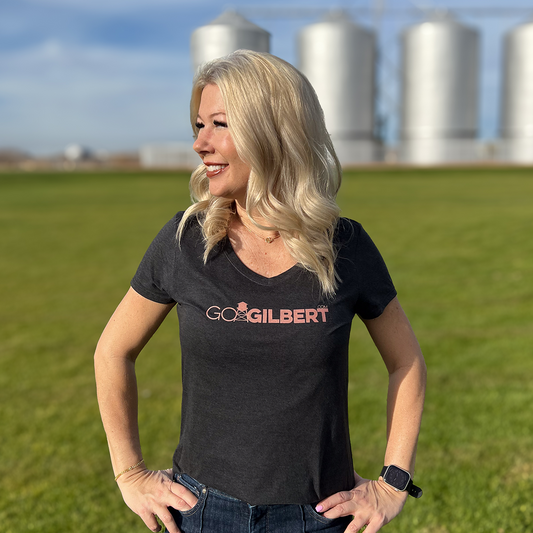 Go Gilbert | Logo | Women's Cut | Black V-Neck