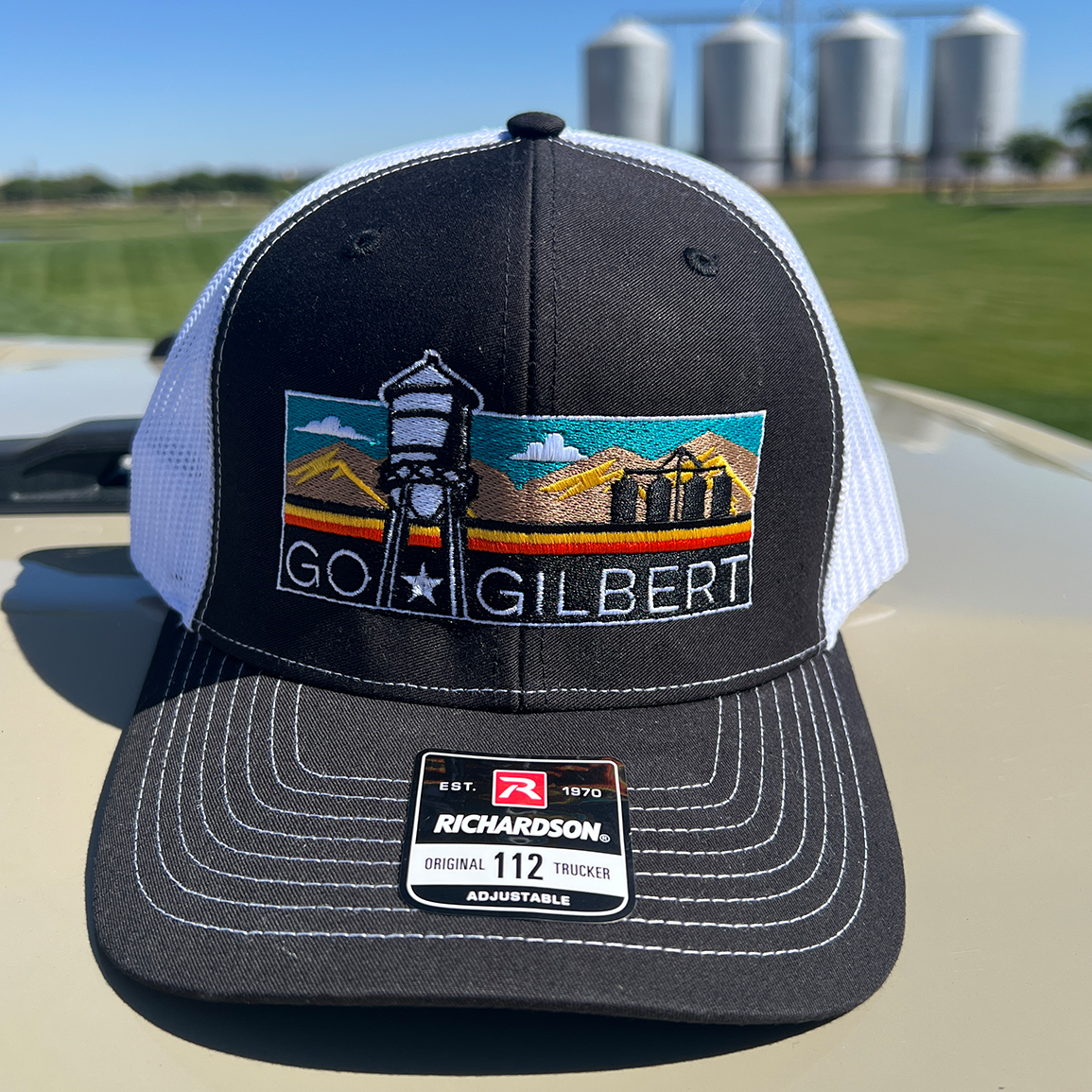 Go Gilbert Hat | Tower And Silos | Black With White Netting